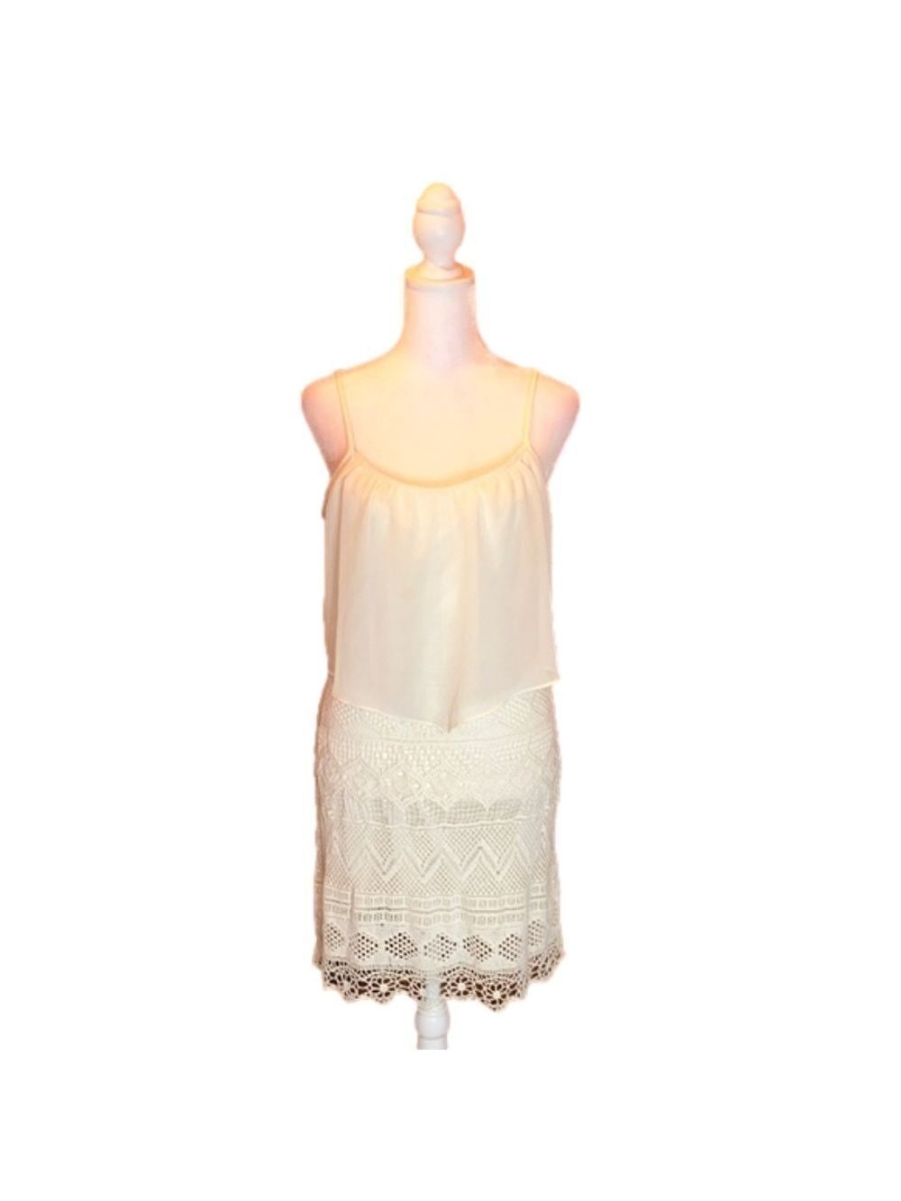 AMERICAN EAGLE OUTFITTERS Precious & Sexy! Cream Lined Crotchet Sundress Size 4